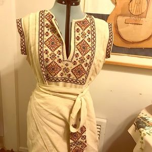 Embroidered wrap tunic style blouse